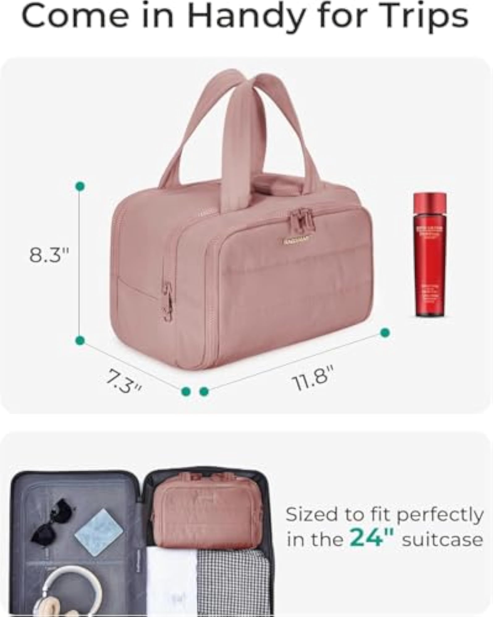 4 in 1 Toiletry Bag, Lightweight Large Wide-Open Makeup Organizer