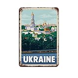 Reiseposter Ukraine, Vintage-Blechschild, 20,3 x 30,5 cm, für Zuhause, Büro, Küche, Kneipe, Club, Café, Bar, Bauernhof, Restaurant, Sammlung, Metallwandkunst, Retro-Plakette, 20 x 30 cm