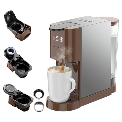 Máquina de café Heightening Espresso 4en1 para Nespresso Original/Dolce Gusto/Cápsulas molidas y cápsulas de café ESE,Cafeteras automáticas de 19 bares (Marron)