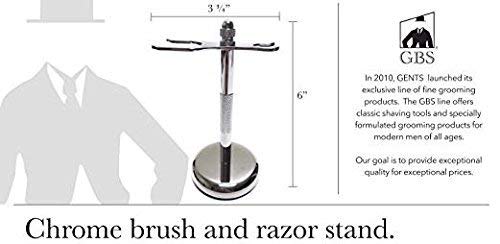 Miniatura 4 de G.B.S Kit de afeitado para hombre fabricado en Solingen Alemania 39C Slant DE doble filo y soporte para brochas de afeitar, jabón + cuchillas de