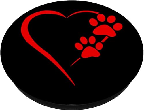 Miniatura 2 de Pata de perro con diseño de corazón rojo con diseño de pata de perro, color negro