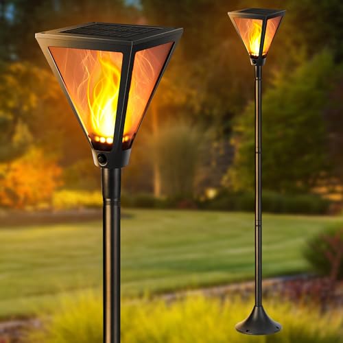 Luces solares para jardín Joomer impermeables que iluminan caminos oscuros con llamas