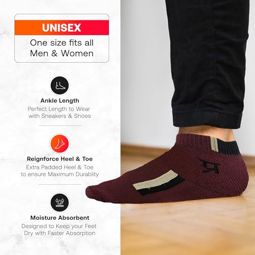 Image of PRASTHAN Sports Unisex Nylon Cotton Ankle Length Socks Made With Breathable Anti Odour & Moisture Absorbent Combed Cotton with a Extra Durable.
