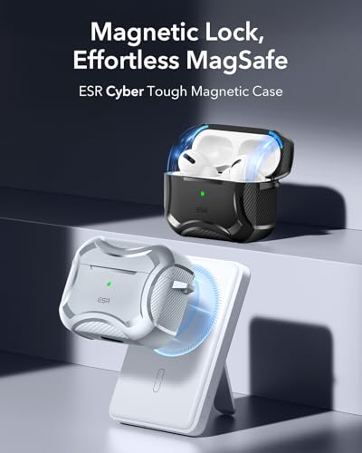Image of ESR for AirPods Pro 2nd Generation Case, Compatible with Airpods Pro Case 2nd /1st Gen (2023 /2022 /2019), Compatible with MagSafe, Powerful Drop Protection, Magnetic Lid,Gray
