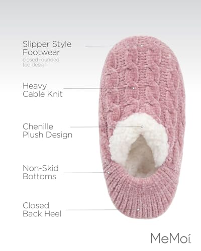 Image of MeMoi Women's Classic Cable Knit Chenille Non-Skid Slipper