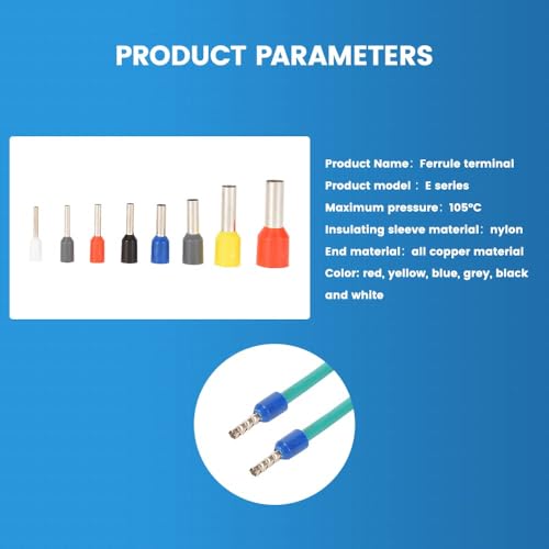 Image of 1800pcs Assortment Ferrule Wire Copper Crimp Connector, Electronic Wire Ferrules Kit, Universal Wiring Cable Connector, Insulated Cord Pin End Terminal, 0.25-10 mm (1800 Pcs Ferrule)