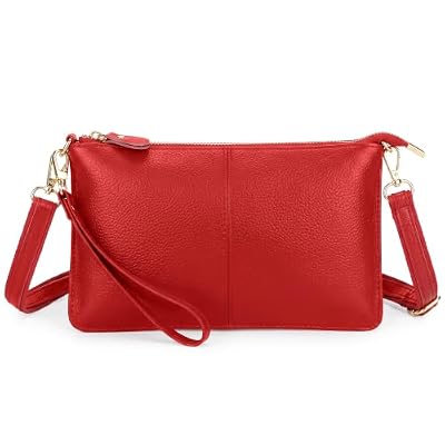 FORRICA Portafoglio Donna Borsa a Tracolla per Cellulare Piccola Borsa Tracolla Elegante Grande Portamonete in Vera Pelle Moneta Borsa Pochette Rosso