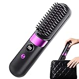 Glätteisenbürste - Wiederaufladbar unterwegs mit 4 Temperatureinstellungen,Glättender Kamm mit automatischer Abschaltung | für Zuhause, Wohnung, Studentenwohnheim, Reise, Frauen, Familie