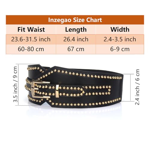 Women Elastic Wide Punk Style Studded Belt PU Leather Rivet Cinch Waist Belt2