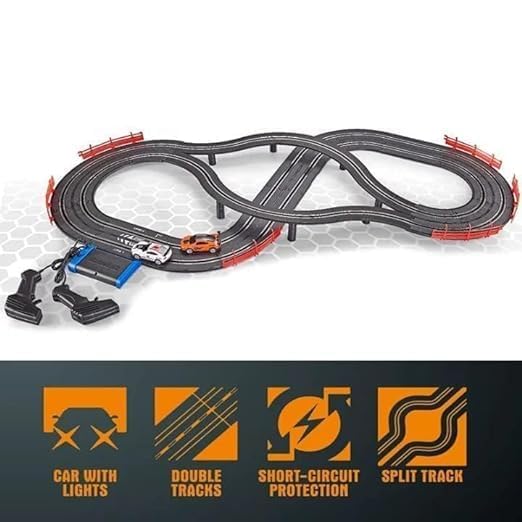 Junona Race Track Sets Electric High-Speed Slot Car,1:43 Scale Dual Race Track with 2 Slot Cars and 2 Hand Controllers,Race Track for 6 7 8 9 10 11 12 Boys Girls (440 CM) 3