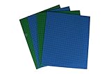 Classic Baseplates for Building Bricks by Strictly Briks | 100% Compatible with All Major Brands | Create Building Tables, Mats and More! | 4 One-Sided Baseplates in Green and Blue (15.75” x 15.75”)