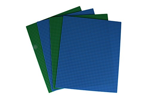 Strictly Briks Classic Baseplates, for Building Bricks, Bases for Tables, Mats, and More, 100% Compatible with All Major Brands, Green and Blue, 12 Pack, 16x16 Inches
