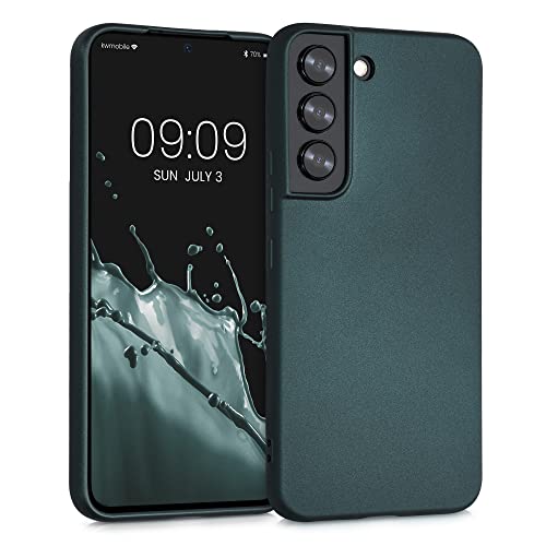 kwmobile Custodia Compatibile con Samsung Galaxy S22 Cover - Back Case Morbida - Protezione in Silicone TPU Effetto Metallizzato petrolio metallizzato