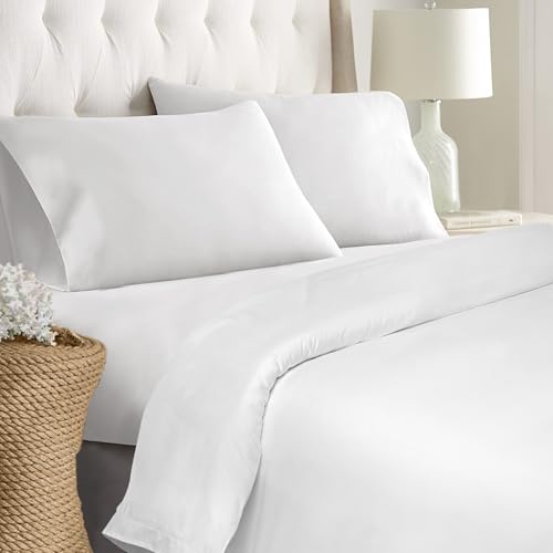 Pizuna Funda Nordica Cama 150- Juego de Funda Edredon 240x230 con 2 Funda Almohada, 400 Hilos Tejido Satinado de Lujo 100% algodón de Fibra Larga de (Blanco)