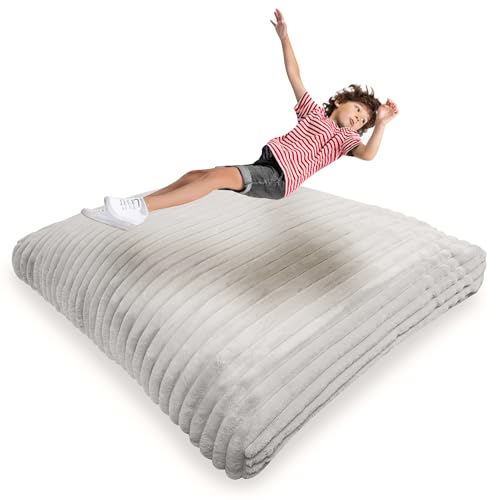 Matini Home Crash Pad - Sensory Pad with Cover Foam Blocks for Kids and Adults, Ideal Gymnastics Equipment to Jump, Play or Relax - Light Gray 48