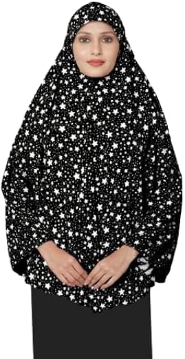 Women Printed Instant Hijab with Cap – Full Coverage Ready-to-Wear Muslim Prayer Hijab | Soft Breathable Namaz for Women &amp;...