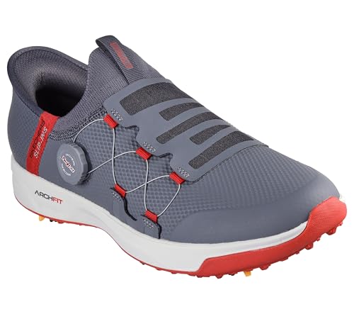 Skechers Go Golf Elite Vortex Slip InsSneaker für Herren, Anthrazitfarbener synthetischer roter Besatz, 45 EU