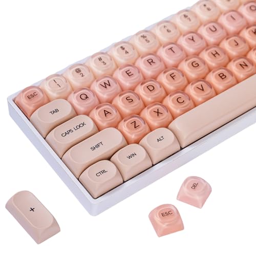 Image of Guffercty kred HOA Profile Keycaps Set 132 PCS - PBT Cute Keycaps 75 Percent Compatible with Cherry MX Switch 60% 65% 75% 100% Mechanical Keyboards for Gaming & Office (Beige Liquid Foundation)