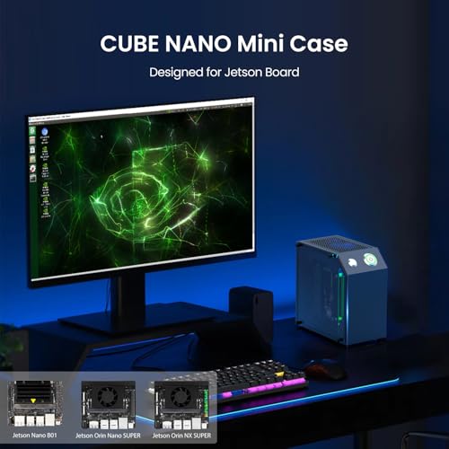 Image of Yahboom Jetson Case for Jetson Nano Orin Nano Orin NX Super Heat Metal Mini Protect Case with Cooling Fan Antenna RGB Light(OLED Needs Program Drive)