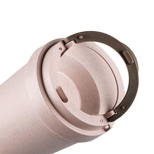 Biogo 13Oz Cup, Rice Husk Fibre, Bpa-Free, Double Wall Insulation Reusable Coffee Cups, On-The-Go Travel Mug, Screw Tight Lid, Textured Grip, Ultra Lightweight (Faded Pink, 13Oz) #TOP4