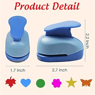 6-Shape Craft Punch Set - Heart, Circle, Star, Butterfly, Maple Leaf, Flower - 1" Punch for Crafting & DIY Projects