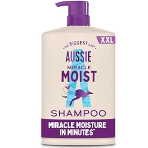 Aussie Miracle Moist Shampoo 1L, XXL Value pack. Moisturizing Formula to Revive & Restore Damaged, Brittle and Dry Hair. With Australian Macadamia Nut Oil, Cruelty-Free