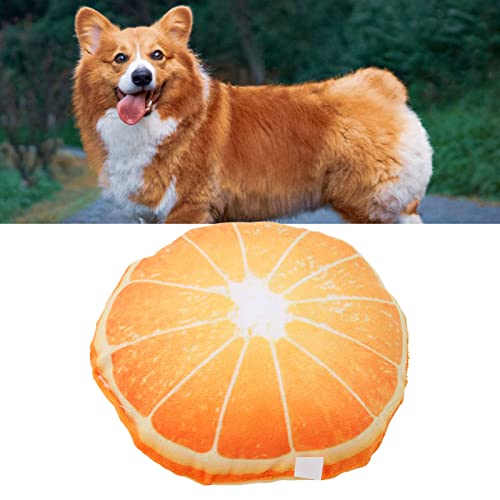 Firlar Obst-Plüsch-Hundespielzeug, Lustiges, Attraktives Kauspielzeug für Haustiere Zum Waschen der Zähne, Niedliches, Interaktives, Weiches, Bissfestes, Quietschendes(Orange)