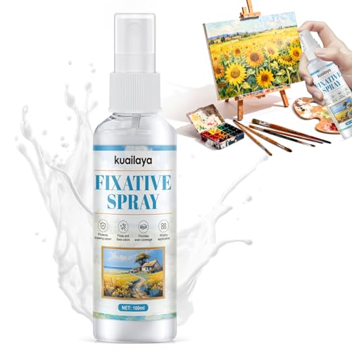 kuailaya Fixative Spray, Fixative Spray for Pencil Drawings High-Efficiency Color Fixing Protect the Painting Extend the Preservation Time of Works for Pastels Oil Pastels Acrylics Sketches Etc, 100ml