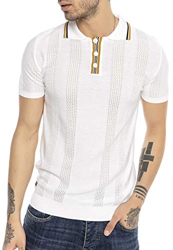 Tessuto morbido e resistente RED BRIDGE T-Shirt Polo da Uomo Lavorata a Maglia fine a Manica Corta Design Vintage Bianco XL