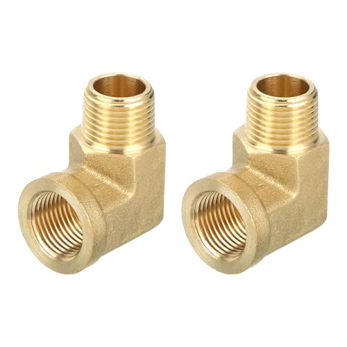 QUARKZMAN Conexión de Codo de 90 Grados de Latón para Tubería Conector de Tubería de 3/8' NPT de Latón para Gas, Aire, Aceite, Propano, 2 Piezas