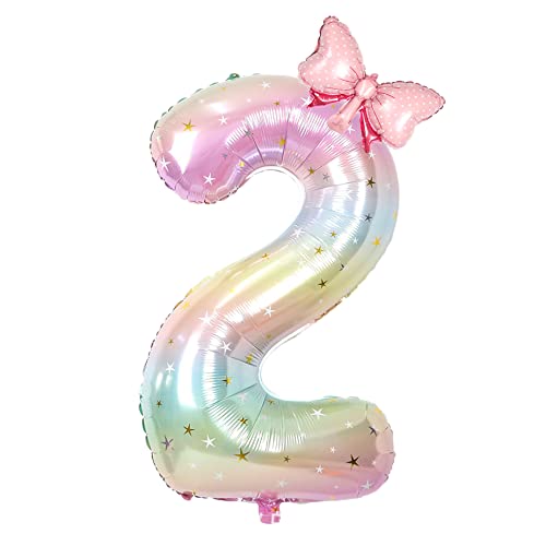 Image of Happy birthday Big Number Balloons Foil Birthday Balloon Number Balloons Happy Birthday Party Decorations Kids and Wedding Party Supplies (Pink 2)