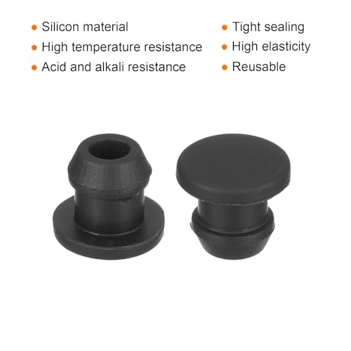 Image of MECCANIXITY Silicone Snap in Locking Hole Plugs,Rubber Panel Seal Cover Flush Type Panel Round for Kitchen Rubber Bulkheads Waterproof Sealing Plugs 6mm /0.24 Inch Diameter Black,Pack of 50