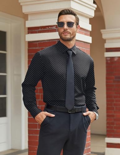 Image of COOFANDY Mens Stretch Dress Shirts Long Sleeve Button Down Shirt Regular Fit Formal Business Shirts