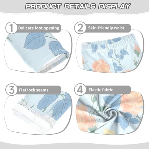 Toddler Girls Leggings Printed Yoga Pants Leggings Simple White Yellow Roses for Kids3