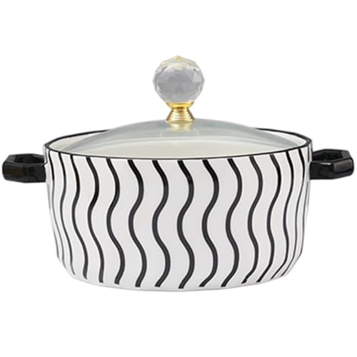 Hgjgwqh Ceramic Soup Tureen with Glass Lid Porcelain Serving Soup Tureen Large Capacity Ceramic Serving Soup Bowl with Handle White Porcelain for Restaurant Home Kitchen Decoration,Black
