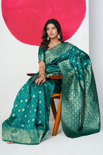 Image of MIRCHI FASHION Women Saree | Banarasi Silk Woven Design Daily Regular Use Sari with Blouse
