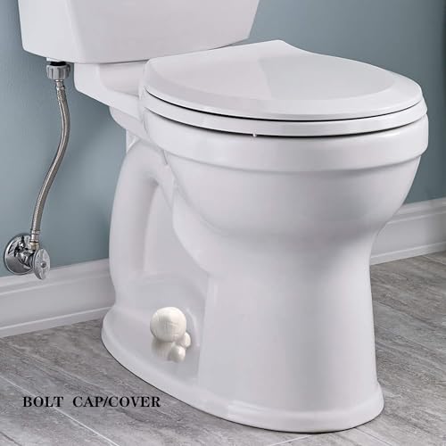 Image of ZUNON Toilet Bolt Caps, Decorative Toilet Bolt Covers, Ceramic Cute Frog Covers Toilet Bolts Bathroom Decor Easy Installation Set of 2 (White Mushroom 2PCS)