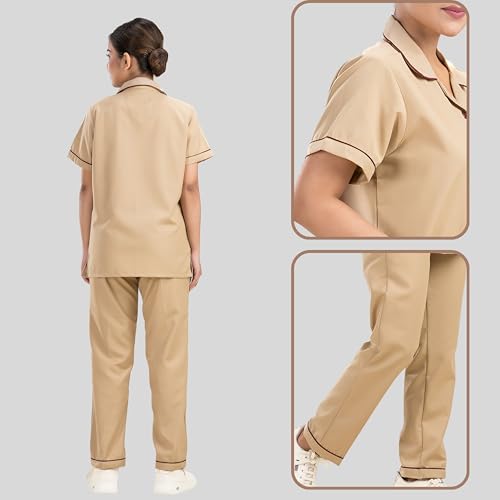 Image of Unisex Nurse Uniform With Normal Length Half Sleeves Top With 2 Pockets Regular Fit Pant Two Side Pockets - Ideals for Hospital Staff /Clinics /Nanny Uniforms |