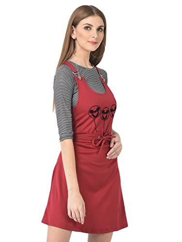Image of FNOCKS Women's Cotton Blend Skirt Dungaree and Striped Top for Women
