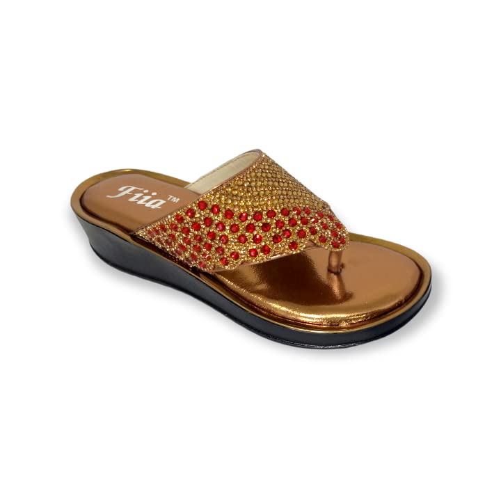 Fiia Women Fashion Stylish Sandals Footwear For Wedding & Party Red-Gold UK-8 (B0BCZTH9GC) Amazon Price History, Amazon Price Tracker