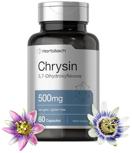 Horbach Chrysin Supplement | 500mg | 60 Capsules | Passion Flower Extract | Non-GMO Gluten Free Supplement