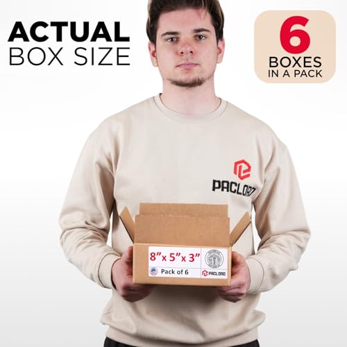 Image of Small Cardboard Boxes 8 inchL x 5 inchW x 3 inchH (Pack of 6) - USA-Made Packing Boxes for Moving, Shipping, or Storage - USPS, UPS, FedEx Approved - Professional Packing Supplies for Moving
