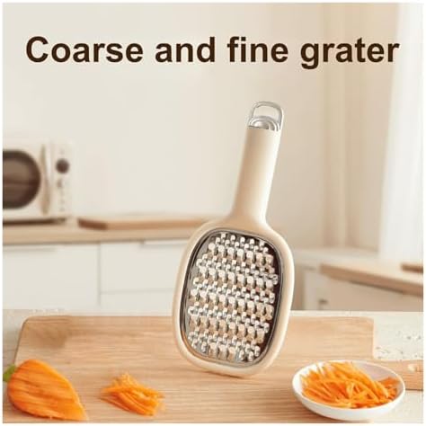 Miniatura 5 de Rallador de cocina de acero inoxidable con mango ergonómico, rallador de queso colgante y zester para cortar sin esfuerzo y fácil de limpiar (beige)