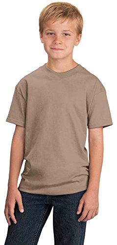 Port & Company Youth 5.4-oz 100% Cotton T-Shirt, Sand, Large