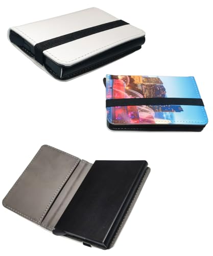 2 Pieces Sublimation Pop Up Automatic Credit Card Holder Wallet with Bill Slot, High Temperature Resistant Leather for Women Men DIY Craft (Gray)