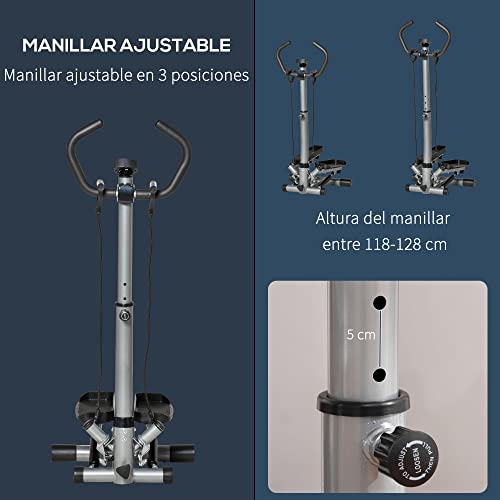 Variante de HOMCOM maquina de step Plata con manillar ajustable