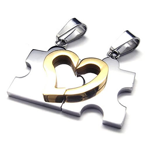 Pendentif cœur amants en acier inoxydable, le cadeau de Saint-Valentin idéal pour amoureux