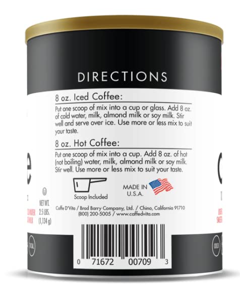 Miniatura 3 de Caffe D'Vita Simply Iced Coffee French Vanilla - Mezcla instantánea 100% arábica colombiana, café instantáneo de vainilla francesa, café helado bajo