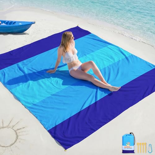 BYDOLL Beach Blanket 78''×81'' 4-7 Adults Oversized Lightweight Waterproof...