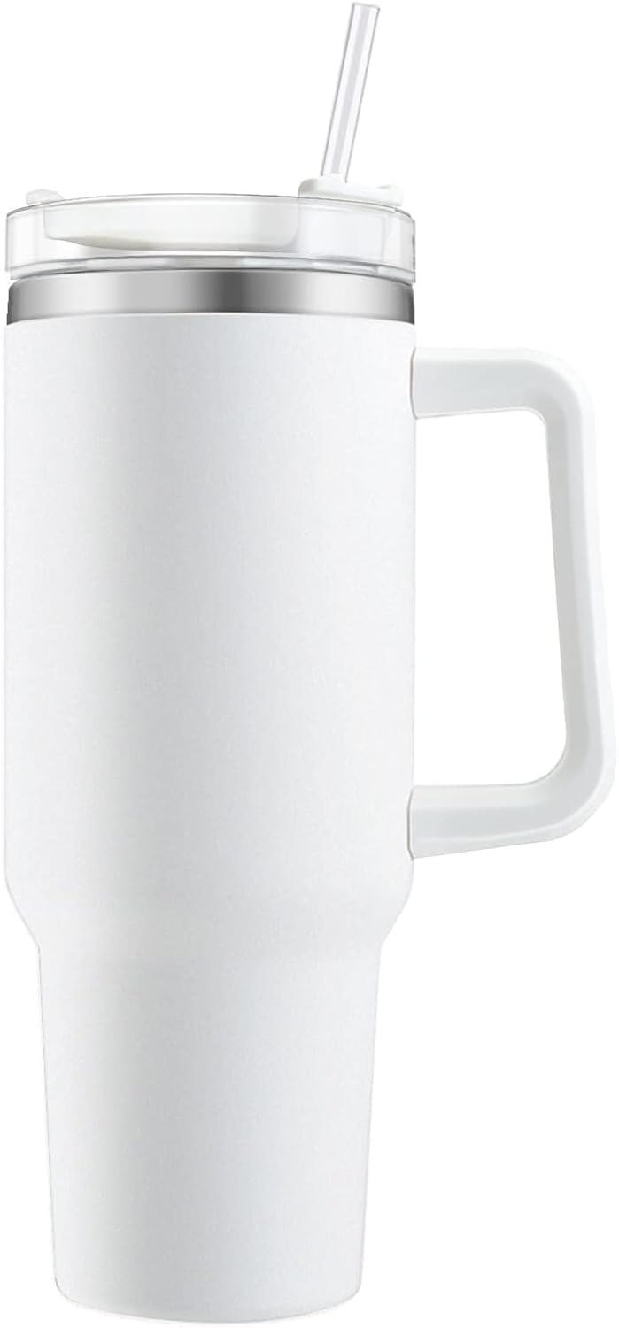 K PRIME 1200ML Stainless Steel Tumbler | Double Insulated Hot & Cold Cup with Handle, Lid & 2 Straws | Leak-Proof Travel Mug for Gym & Outdoor (White) (Tumbler-BO)-image-16